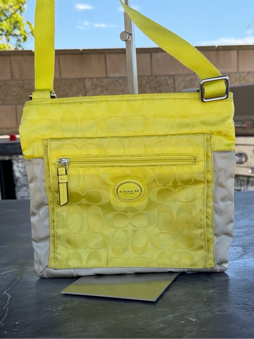 COACH Yellow Signature Nylon Crossbody Bag